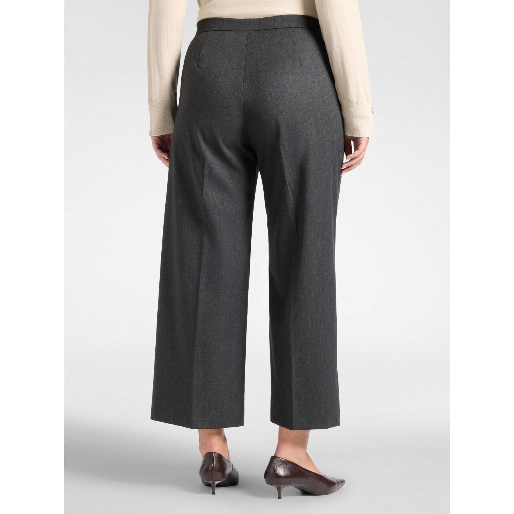 Elena Mirò - Pantalones palazzo cropped de franela - Gris