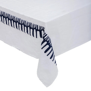 Nappe broderie "Lizandro" coton et lin 150x300cm blanc