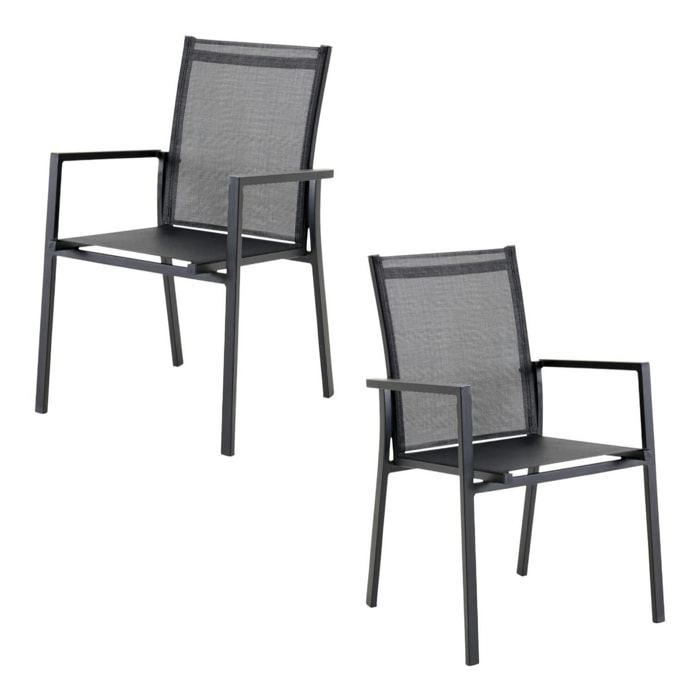 Fauteuil de jardin gris anthracite en aluminium (lot de 2) OSLO