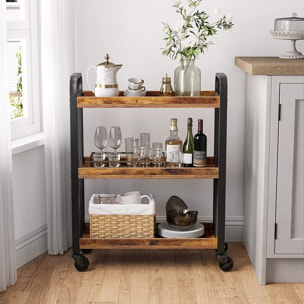 Carrello da cucina industrial Nashville in legno e metallo