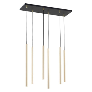 Lampada a sospensione Selter in acciaio nero e oro