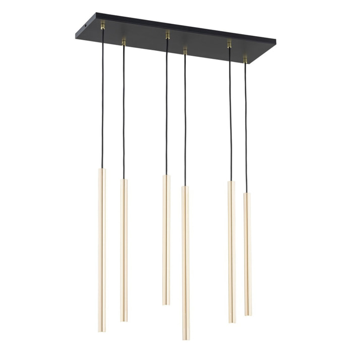 Lampada a sospensione Selter in acciaio nero e oro