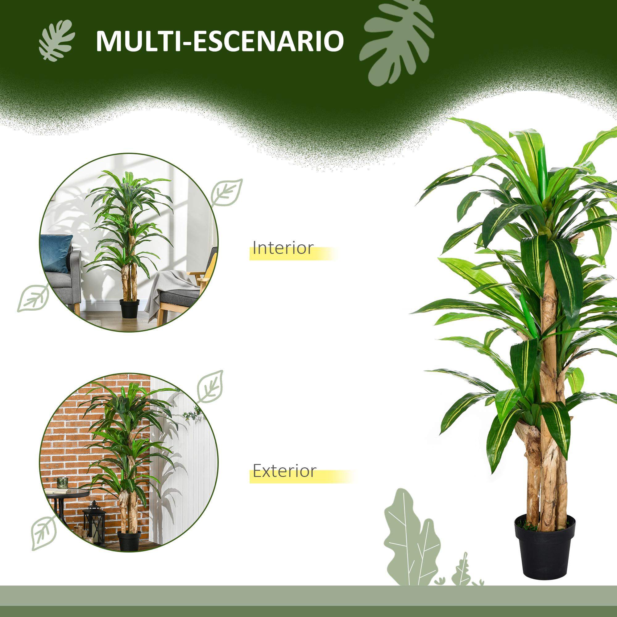 Dracaena Artificial de PP PE Cemento Ø20x160 cm Verde