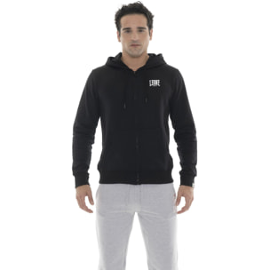 Felpa invernale da uomo con cappuccio e zip con logo piccolo "Basic"