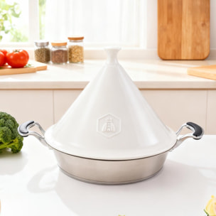 Tajine inox 28,5cm avec couvercle en céramique 18 8