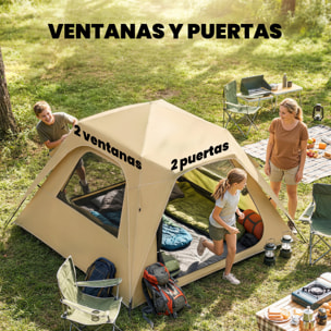 Tienda de Campaña Instantánea, Tienda Pop Up con Ventanas de Malla y Bolsa de Transporte, Impermeable 3000mm y Protección UPF50+, para 3-4 Personas, Caqui