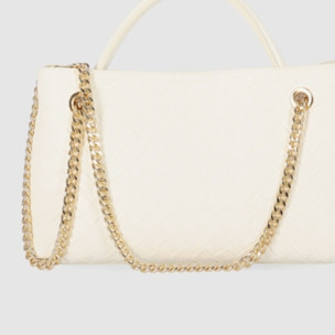 Bolso - Blanco - Medida: 33 cm x 18 cm x 9 cm