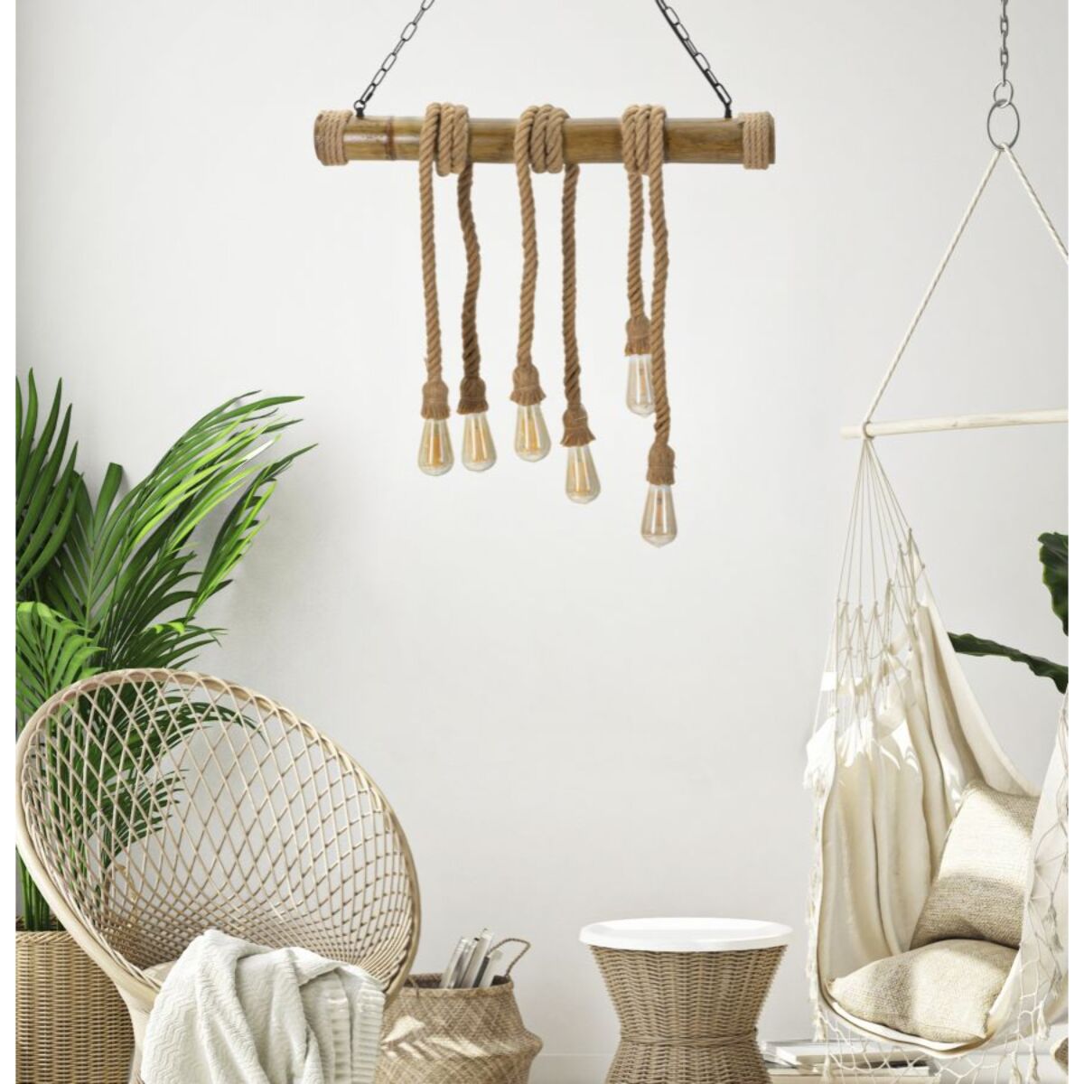 LAMPADARIO BAMBOO/ROPE CM 80X15X120