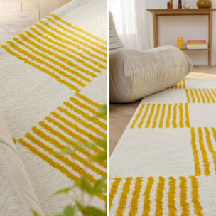 Tapis intérieur damier jaune et blanc FERGEW