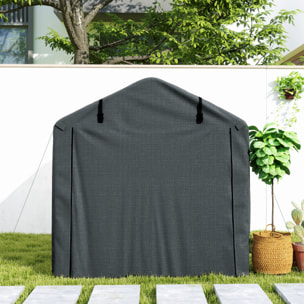 Carpa de Jardín Exterior para Herramientas Bicicletas 2,2x1,57x1,65 m, Cobertizo Exterior con Puerta Desmontable con Cremallera, Impermeable, Anti-UV, Garaje Portátil, Gris Oscuro
