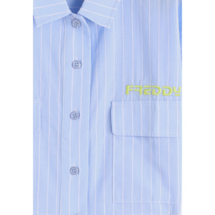 Camicia cropped a righe con maniche ampie