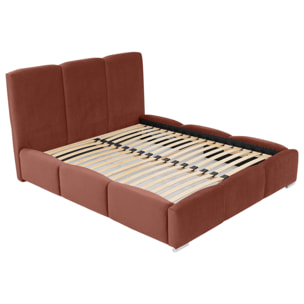 Noa - lit coffre - 140x200 cm - en velours - sommier inclus - Terracotta