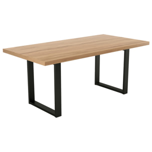 Jessie - table à manger - chêne et hêtre massif - 180 cm - Bois / Noir