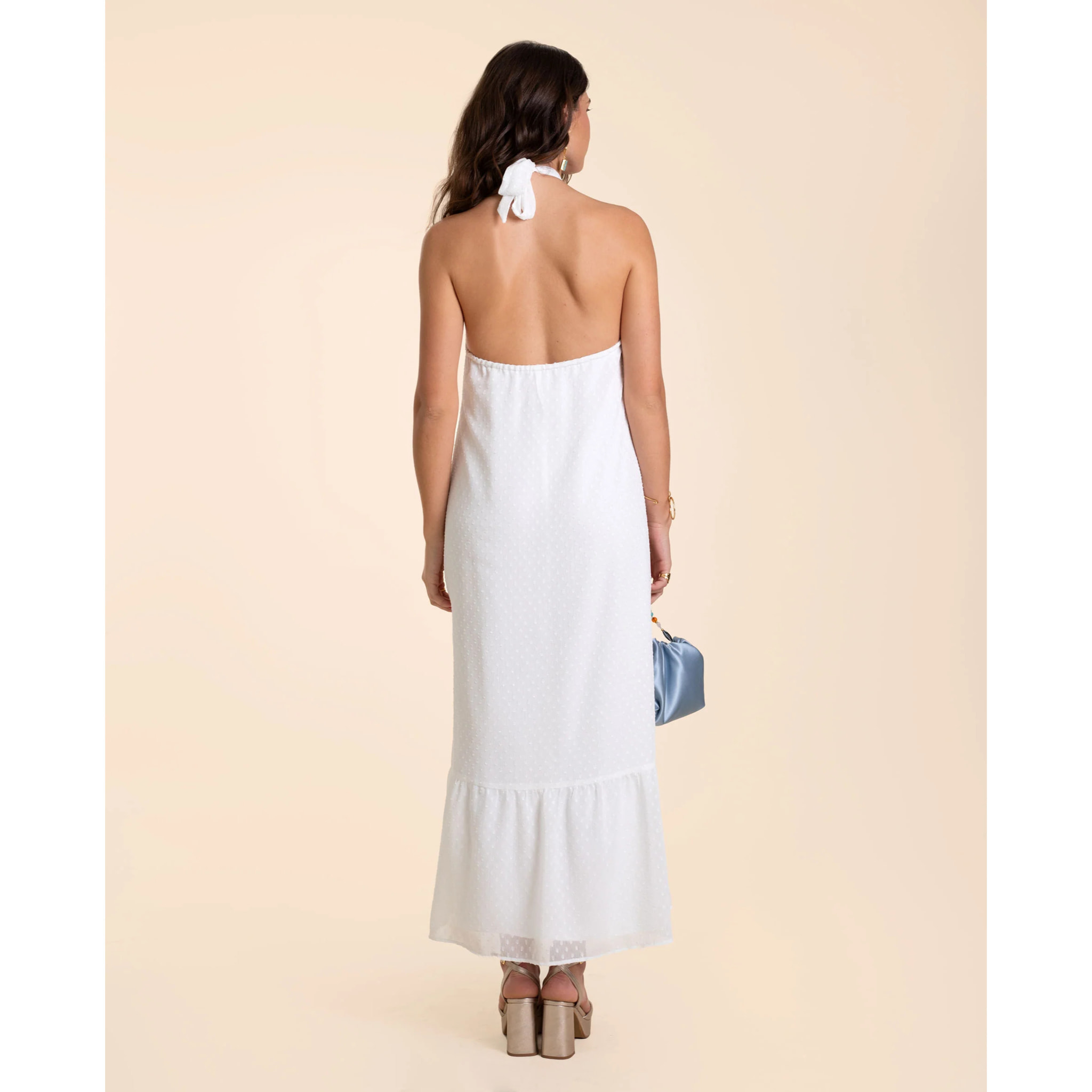 Vestido midi plumeti con volante