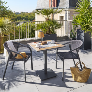 Table de jardin bistro "Lambada" céramique & graphite 2 places en acier et céramique
