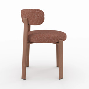 Lot de 2 chaises en tissu texturé brun canelle, pieds en métal - Aura