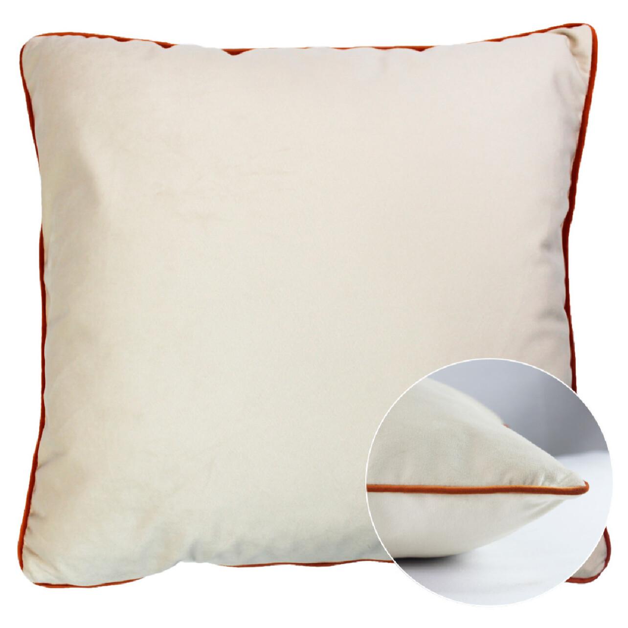 Housse de coussin Velours uni beige-curry