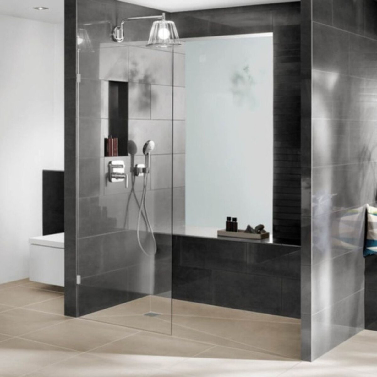 Receveur de douche à carreler 120 x 90 WEDI Fundo Primo écoulement excentré + bonde horizontale + kit d'étanchéité + colle 320