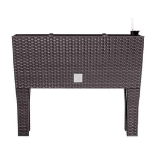 Jardinera alta rectangular 30 litros con autorriego color ocre oscuro 60 x 25 x 46 cm con patas