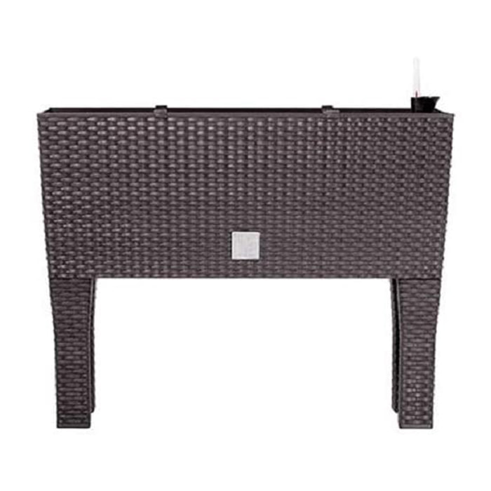 Jardinera alta rectangular 30 litros con autorriego color ocre oscuro 60 x 25 x 46 cm con patas