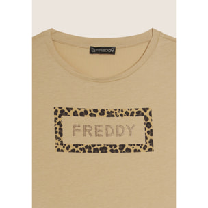 T-shirt Manica Corta con Grafica Animalier e Logo FREDDY
