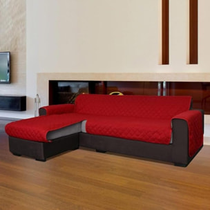 INTRECCI Copridivano 2 Posti con Penisola, Copridivano con Braccioli, Penisola Destra e Sinistra, Telo Copridivano Angolare, Impermeabile, Protegge da Macchie, Facile da Lavare. Colore: Bordeaux