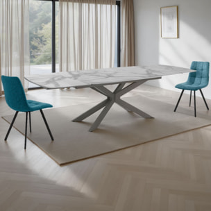 Tomasucci GEMY 160 MARBRE BLANC - PLATINE table ovale extensible