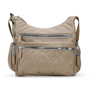 Bolso bandolera tostado con cremalleras