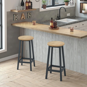 Sgabello da bar industriale Loft in rovere e acciaio