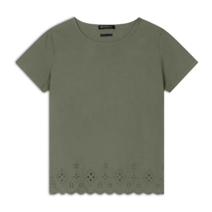 T-shirt regular in cotone con ricami Sangallo