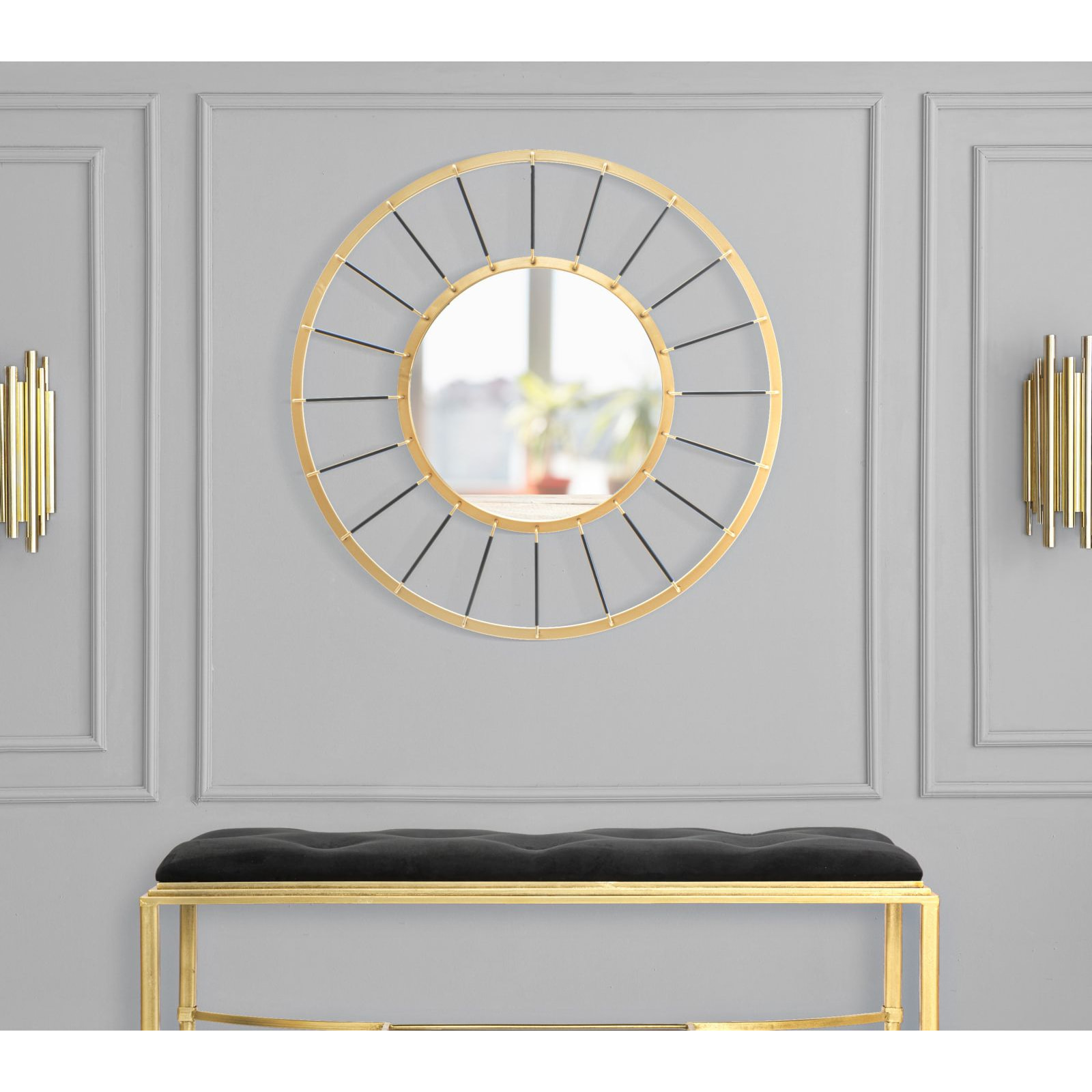 SPECCHIO DA MURO GLAM DARK CM Ø
 81X6,5 (MISURA SPECCHIO CM Ø 41,5)