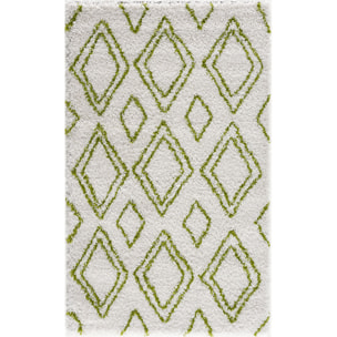 Terra - tapis shaggy de salon en laine artificielle vert prairie