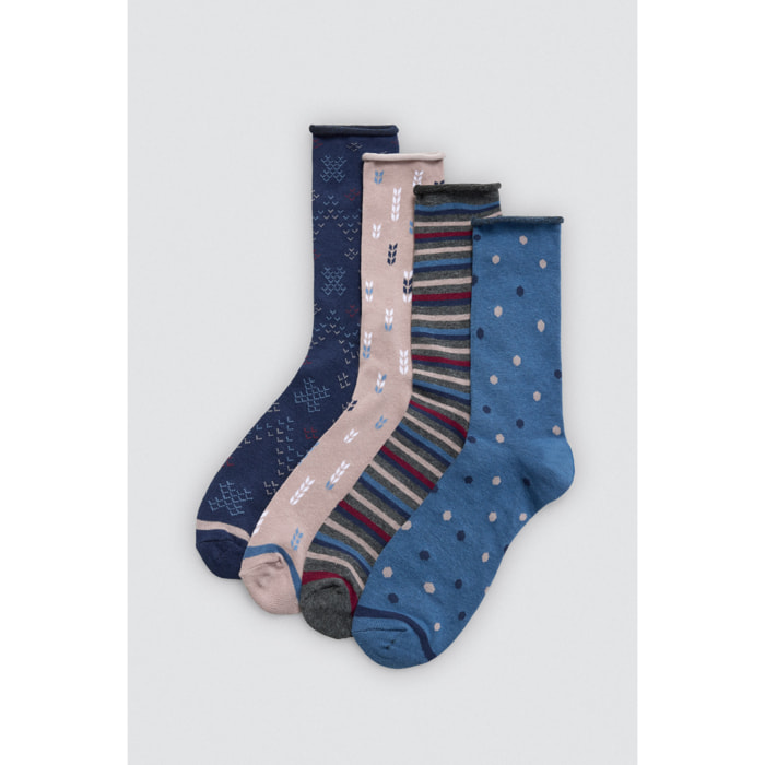 Confezione da 4 calzini termici stampati senza polsini