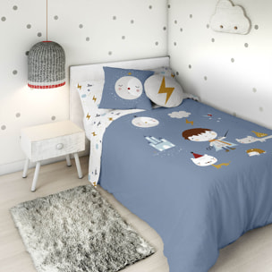 Haciendo el Indio - Funda Nórdica Estampada - Reversible - Infantil - Cierre Solapa - 100% Algodón - Incluye 1 Funda de Almohada - Mago