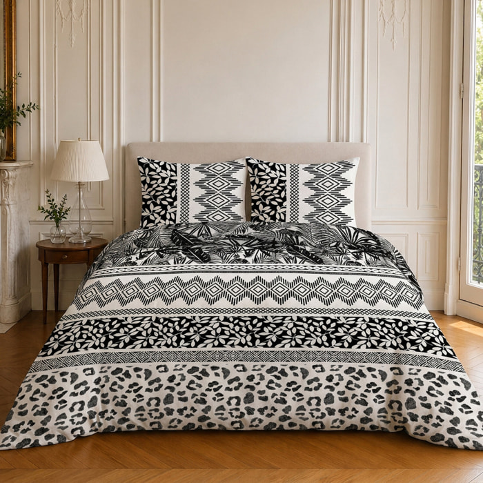 Parure housse de couette 100% microfibre motif géométrique - LAVANE