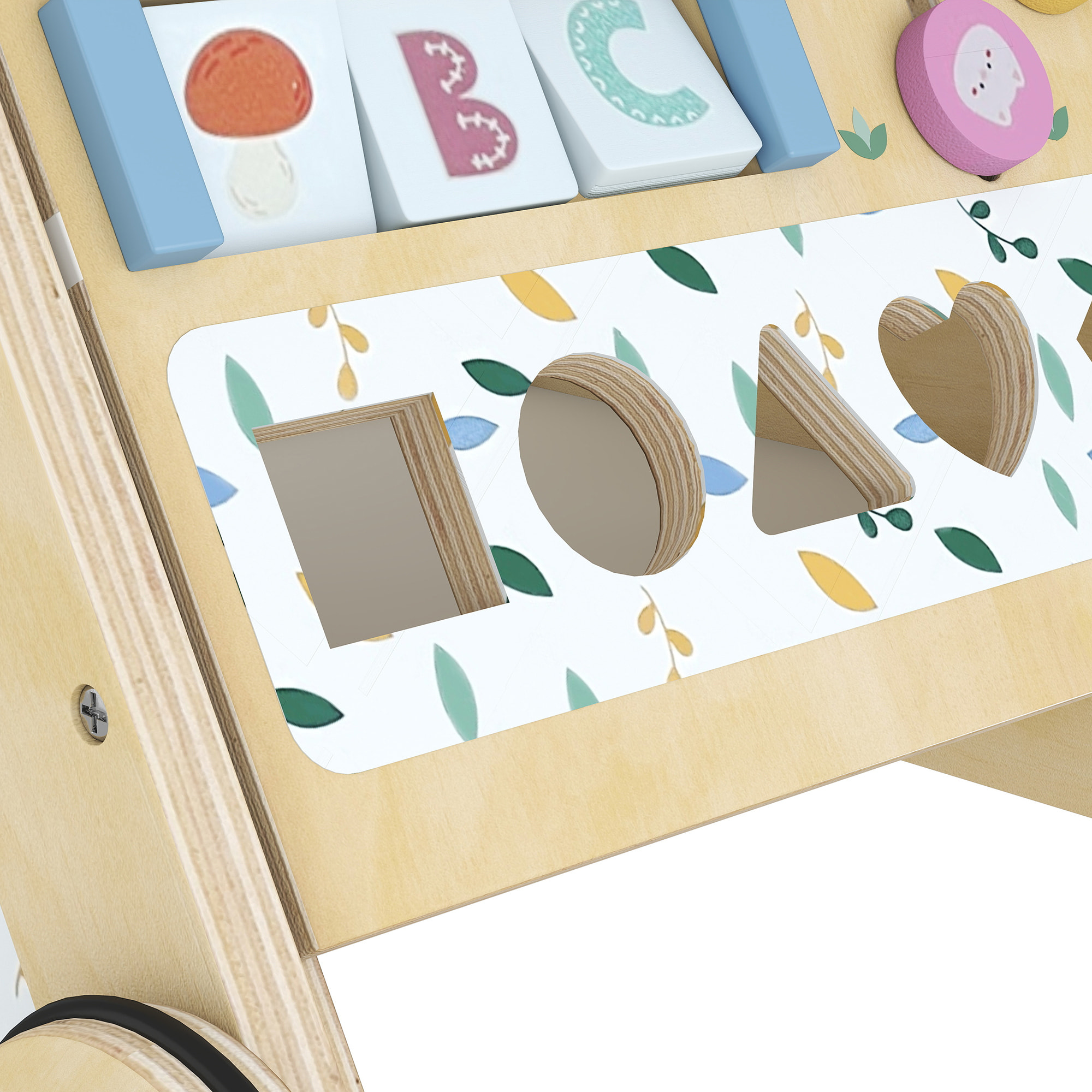 Chariot de marche multi-activités bois - trotteur bois - modèle natural fun