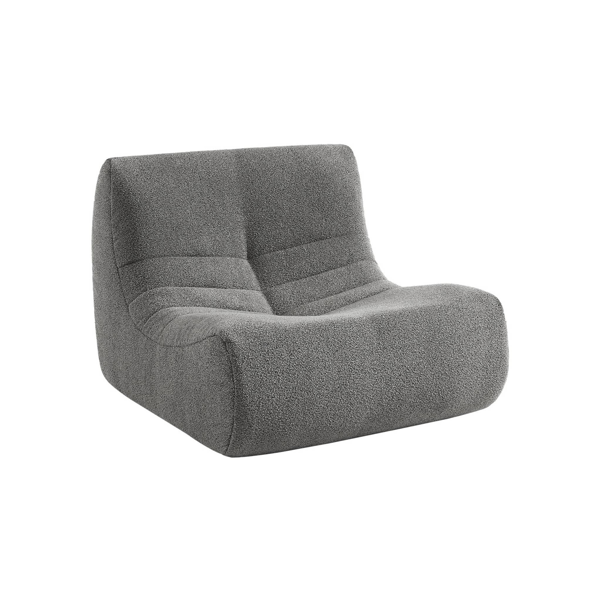 Fauteuil chauffeuse en bouclette texturée gris style contemporain 1 place