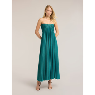 Motivi - Vestito lungo plissé in jersey lurex - Verde