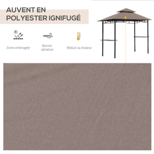 Pavillon abri tonnelle de jardin pour barbecue chocolat