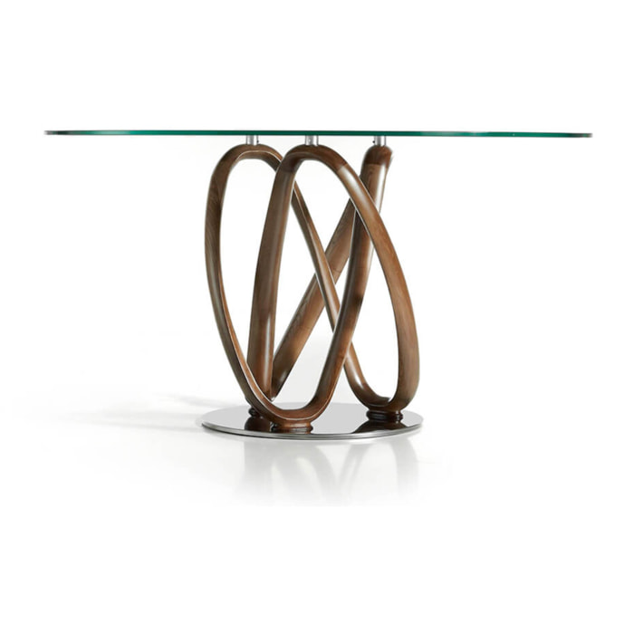 Mesa de cristal y haya