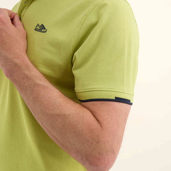 Polo de Manga Corta Piqué Algodón Orgánico Detalles Contraste LIFESTYLE POLO SLAM LIME