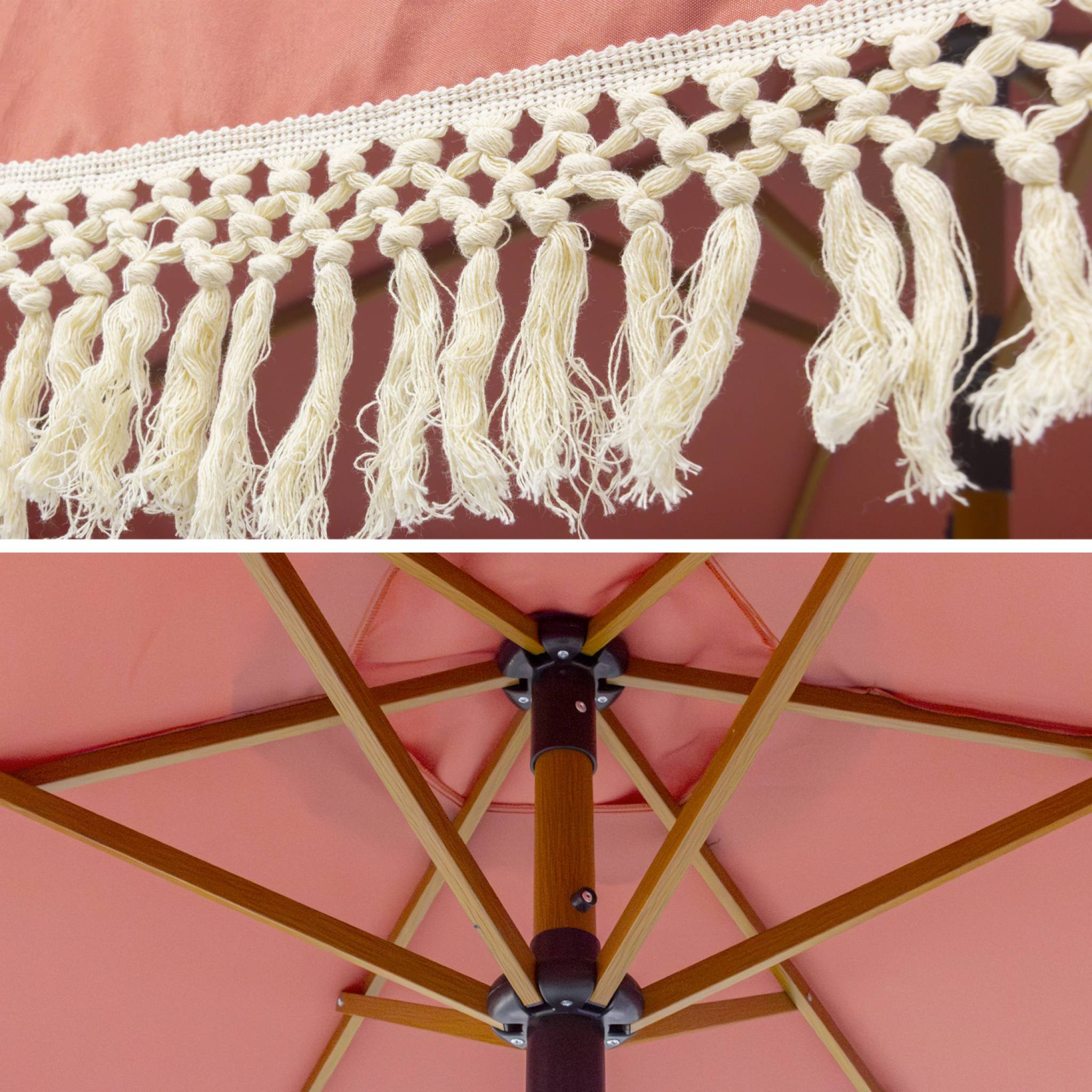 Parasol droit acier à franges 2m HOSSEGOR