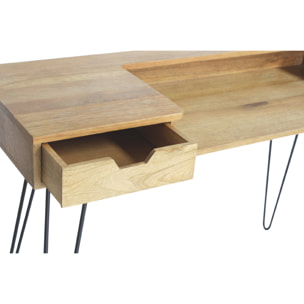 Bureau avec tiroir bois manguier massif et métal noir L116 cm VIBES