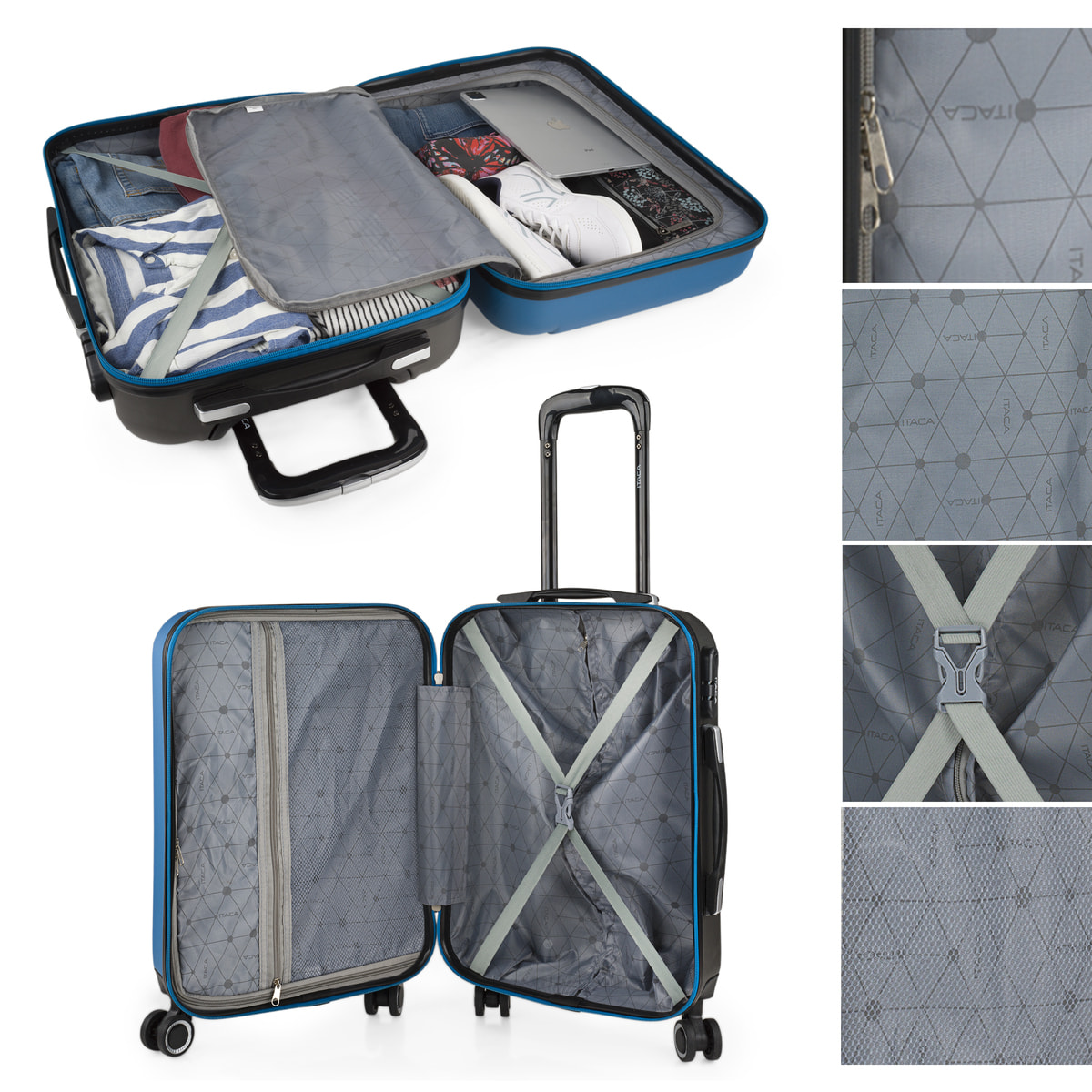 Maleta Cabina Itaca Tiber Azul-Antracita