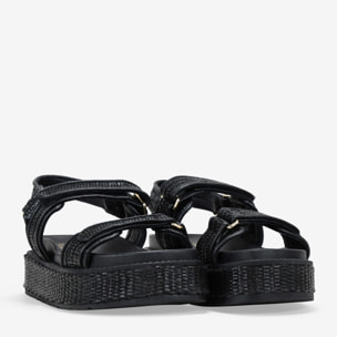 Sandalias plataforma negras en esparto
