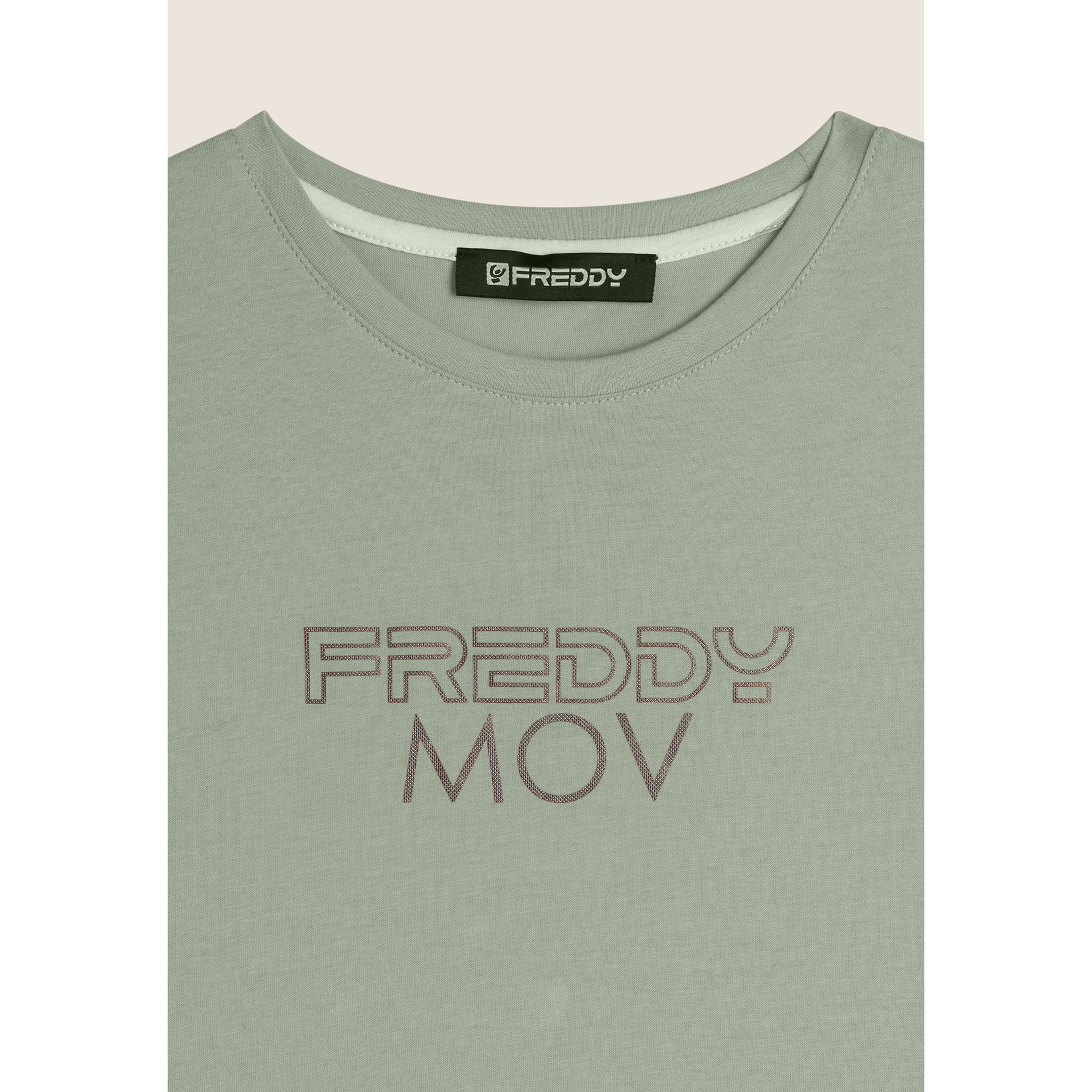 T-shirt Regular con Stampa Metallizzata