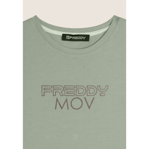 T-shirt Regular con Stampa Metallizzata