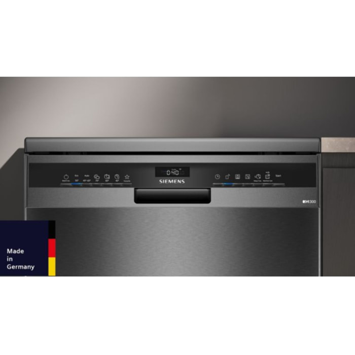 Lave vaisselle 60 cm SIEMENS SN23EC22AE, varioSpeed Plus, Acier brossé noir