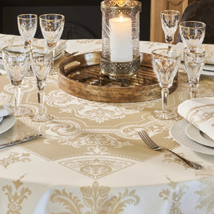 Nappe anti tache coton mélangé motif jacquard Eleonore dore