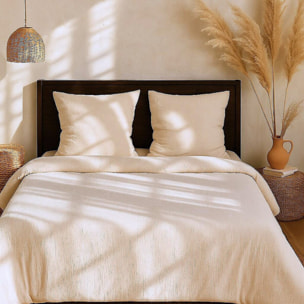 Parure housse de couette gaze de microfibre ecru naturel